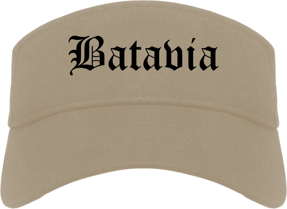 Batavia Illinois IL Old English Mens Visor Cap Hat Khaki