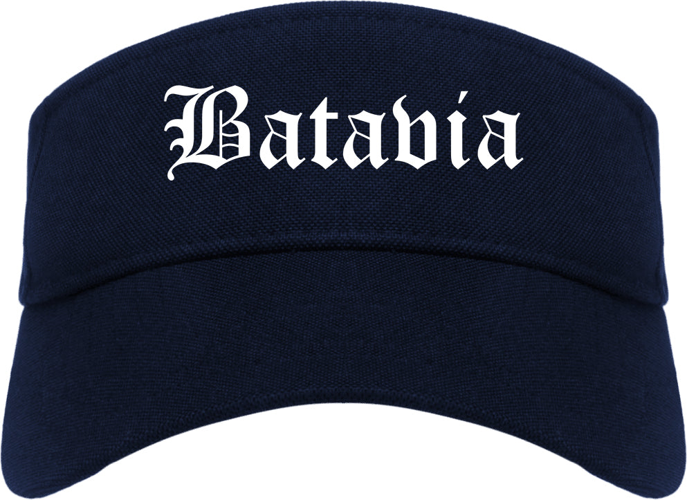 Batavia Illinois IL Old English Mens Visor Cap Hat Navy Blue