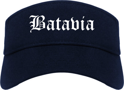 Batavia Illinois IL Old English Mens Visor Cap Hat Navy Blue