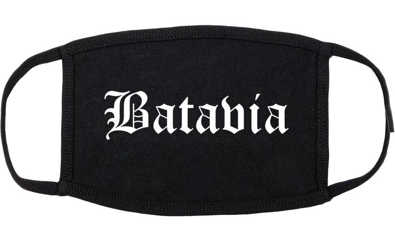 Batavia New York NY Old English Cotton Face Mask Black