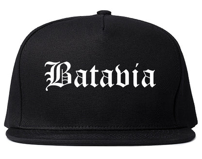 Batavia New York NY Old English Mens Snapback Hat Black
