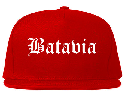 Batavia New York NY Old English Mens Snapback Hat Red