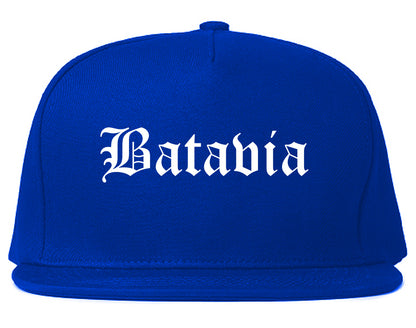 Batavia New York NY Old English Mens Snapback Hat Royal Blue