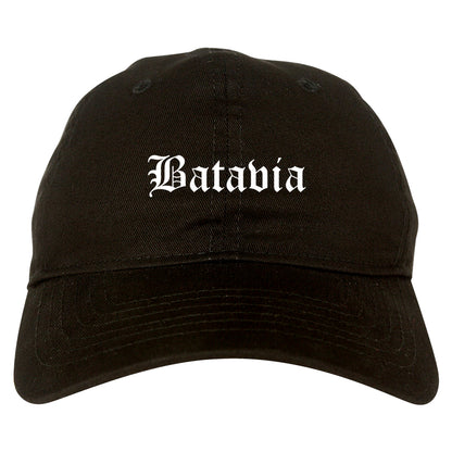 Batavia New York NY Old English Mens Dad Hat Baseball Cap Black
