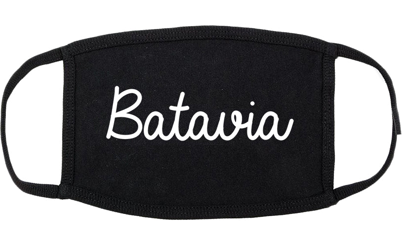 Batavia New York NY Script Cotton Face Mask Black