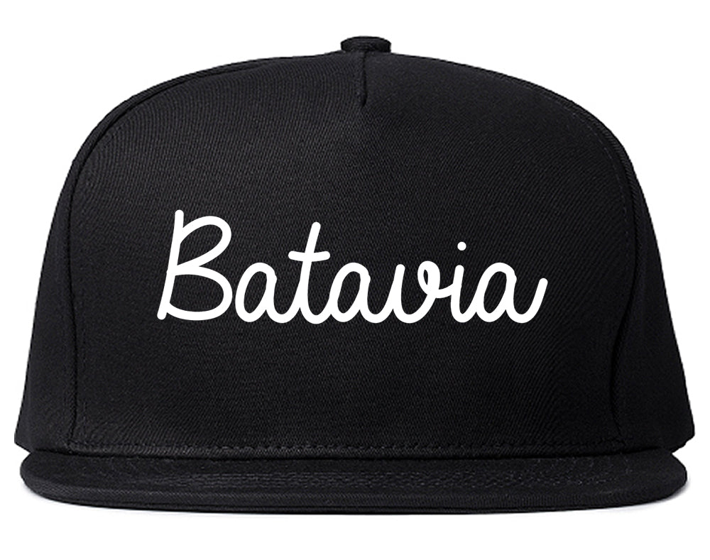 Batavia New York NY Script Mens Snapback Hat Black