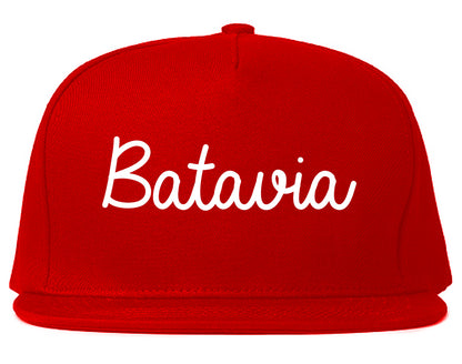 Batavia New York NY Script Mens Snapback Hat Red