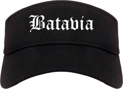 Batavia New York NY Old English Mens Visor Cap Hat Black