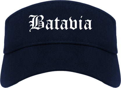 Batavia New York NY Old English Mens Visor Cap Hat Navy Blue