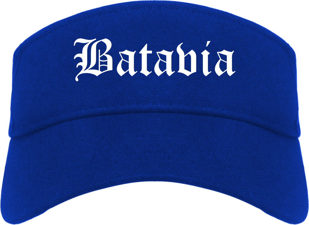 Batavia New York NY Old English Mens Visor Cap Hat Royal Blue