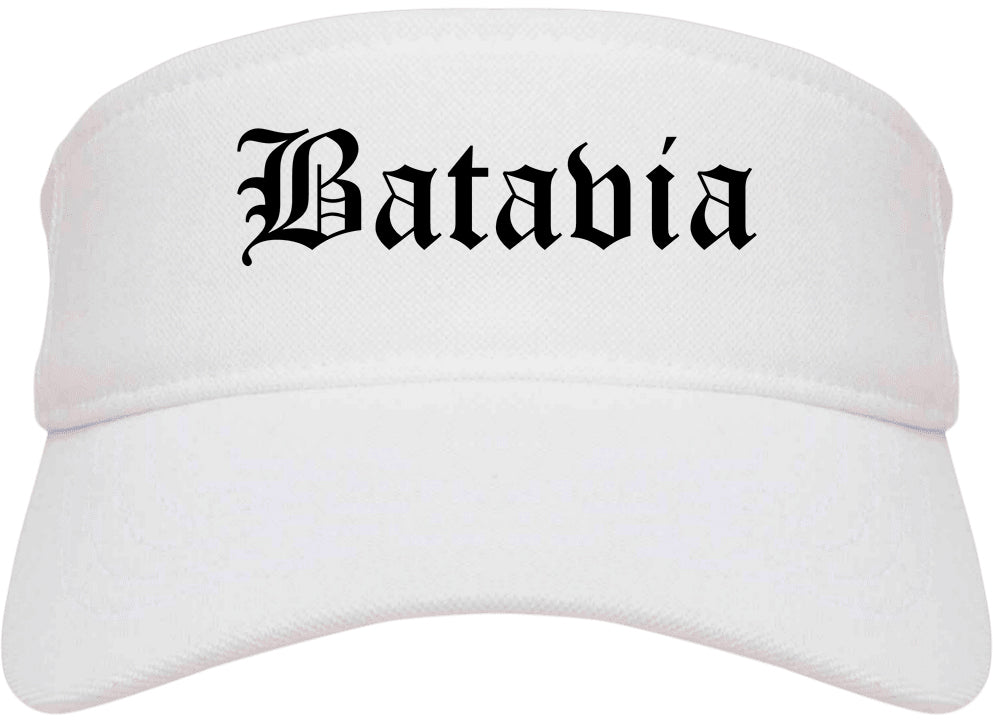 Batavia New York NY Old English Mens Visor Cap Hat White