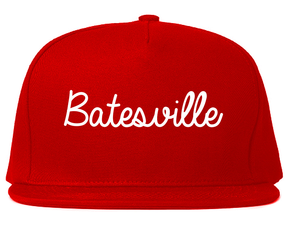 Batesville Indiana IN Script Mens Snapback Hat Red