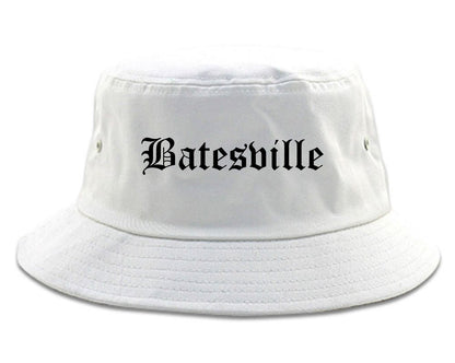 Batesville Mississippi MS Old English Mens Bucket Hat White