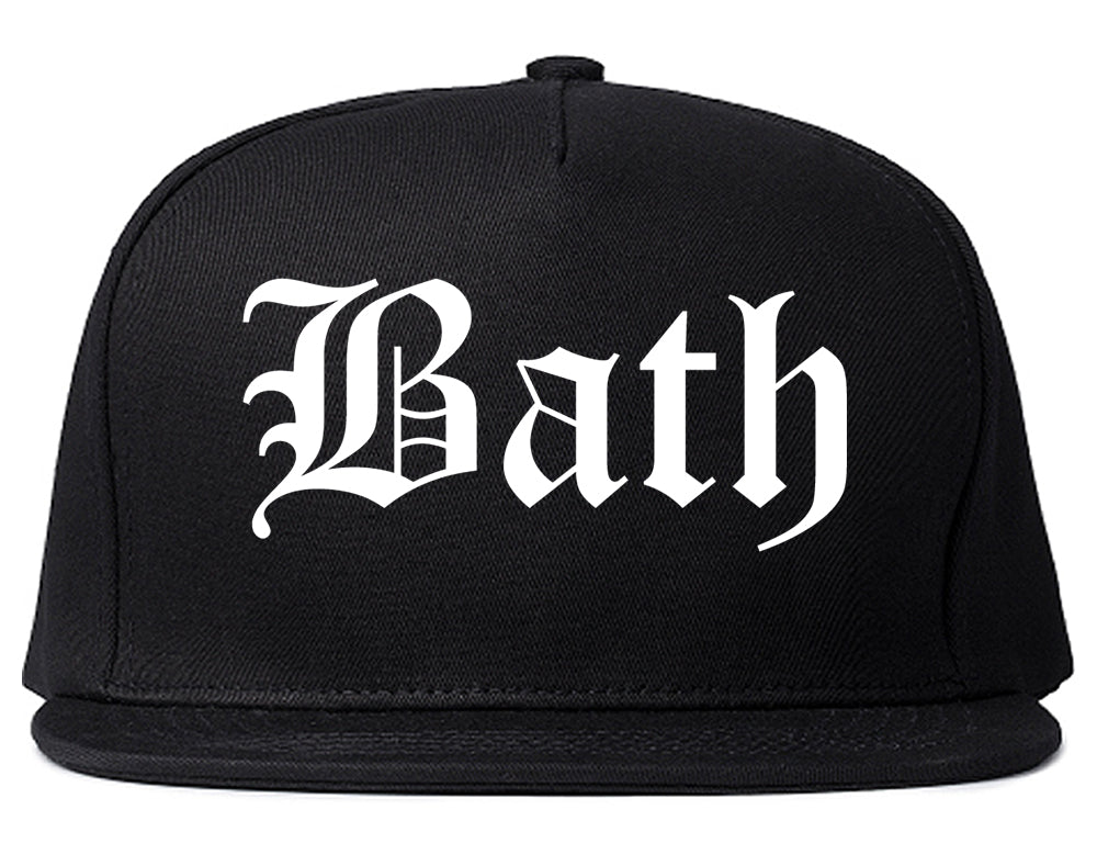 Bath Maine ME Old English Mens Snapback Hat Black