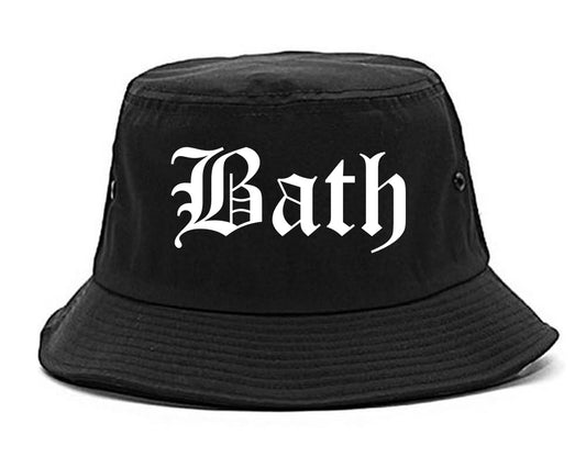 Bath Maine ME Old English Mens Bucket Hat Black