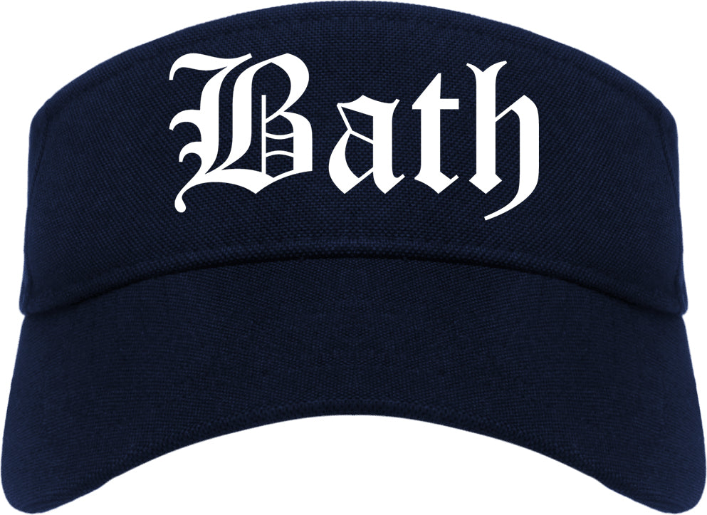 Bath Maine ME Old English Mens Visor Cap Hat Navy Blue