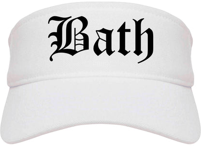 Bath Maine ME Old English Mens Visor Cap Hat White