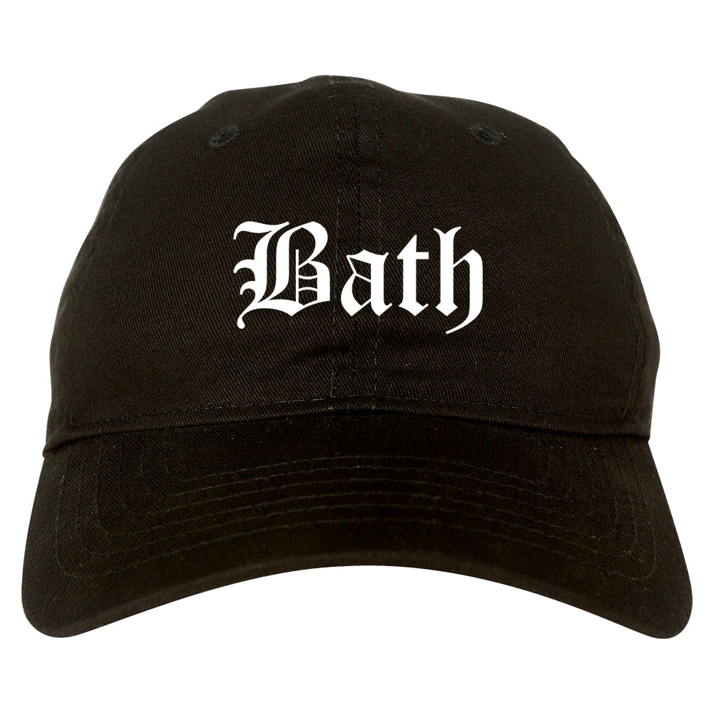 Bath New York NY Old English Mens Dad Hat Baseball Cap Black
