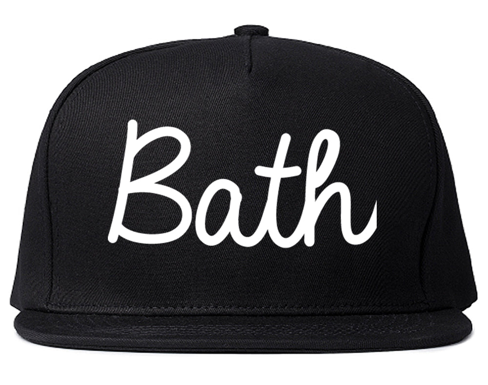 Bath New York NY Script Mens Snapback Hat Black