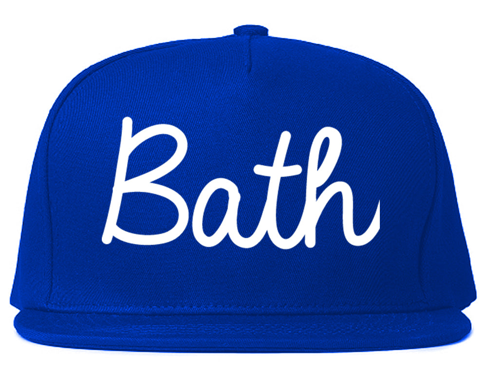 Bath New York NY Script Mens Snapback Hat Royal Blue