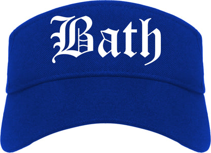 Bath New York NY Old English Mens Visor Cap Hat Royal Blue