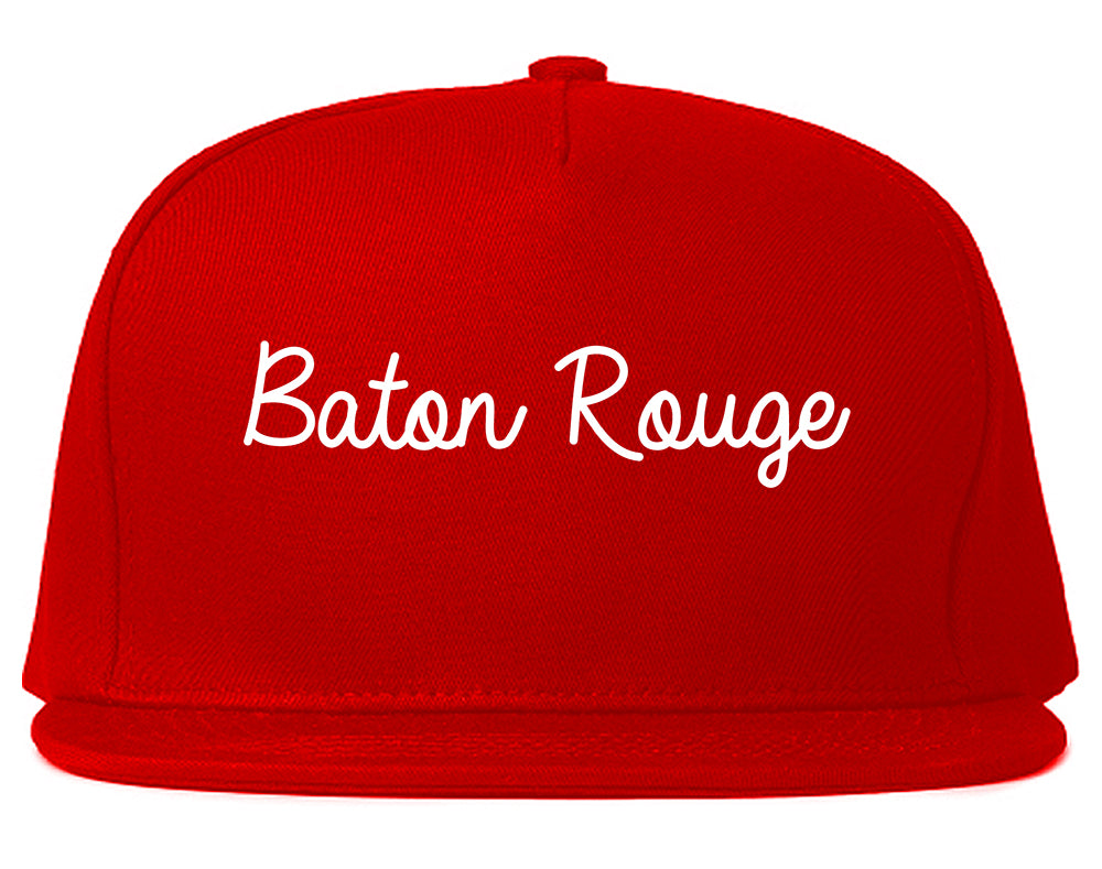 Baton Rouge Louisiana LA Script Mens Snapback Hat Red