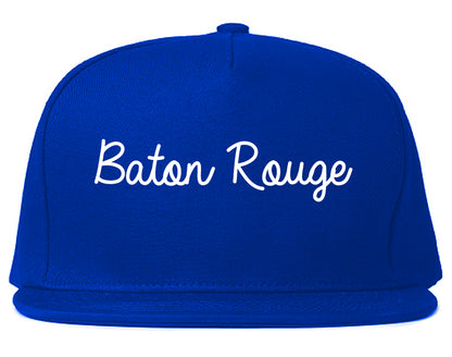 Baton Rouge Louisiana LA Script Mens Snapback Hat Royal Blue