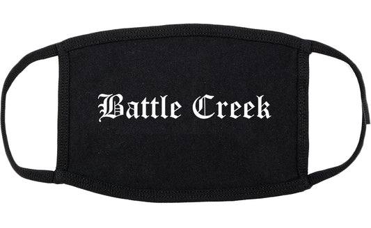 Battle Creek Michigan MI Old English Cotton Face Mask Black