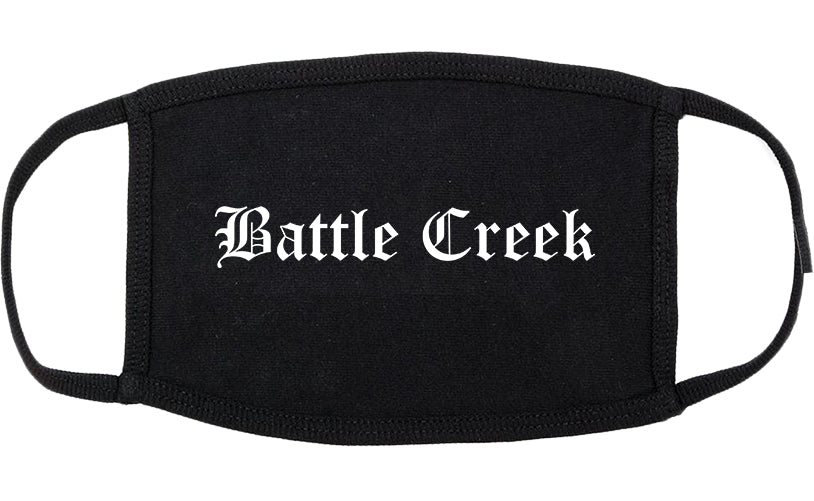 Battle Creek Michigan MI Old English Cotton Face Mask Black