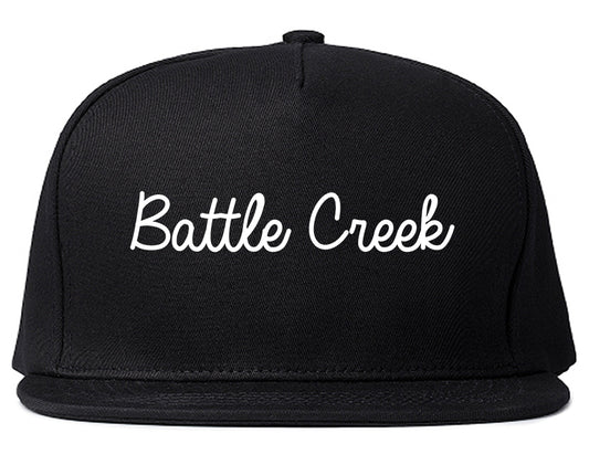 Battle Creek Michigan MI Script Mens Snapback Hat Black