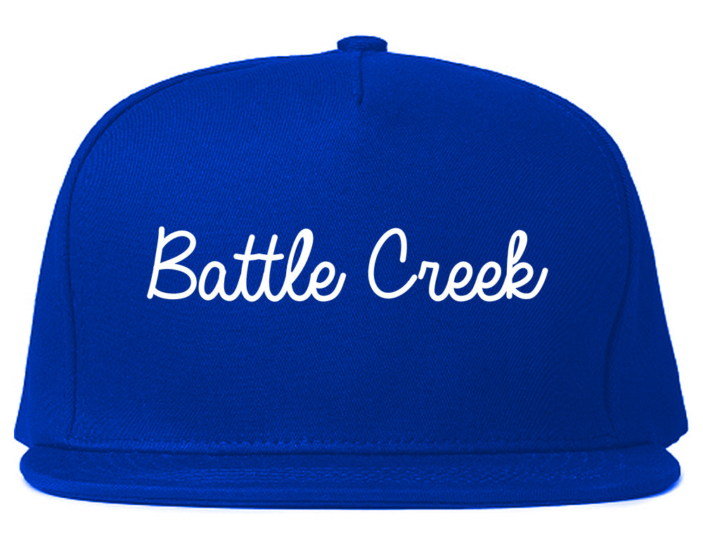 Battle Creek Michigan MI Script Mens Snapback Hat Royal Blue