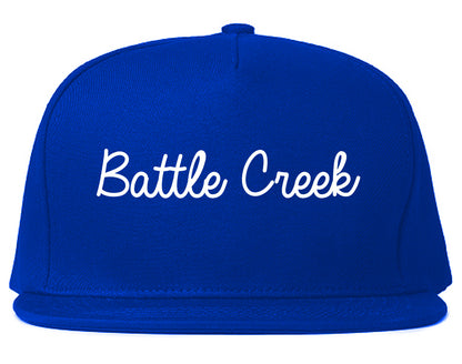 Battle Creek Michigan MI Script Mens Snapback Hat Royal Blue