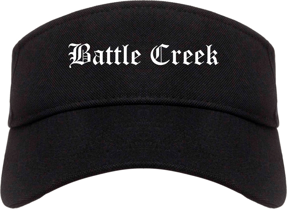 Battle Creek Michigan MI Old English Mens Visor Cap Hat Black