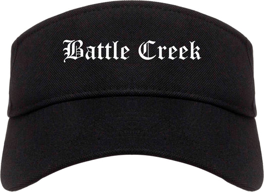 Battle Creek Michigan MI Old English Mens Visor Cap Hat Black