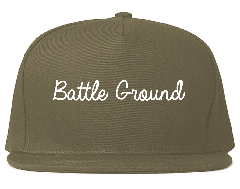 Battle Ground Washington WA Script Mens Snapback Hat Grey