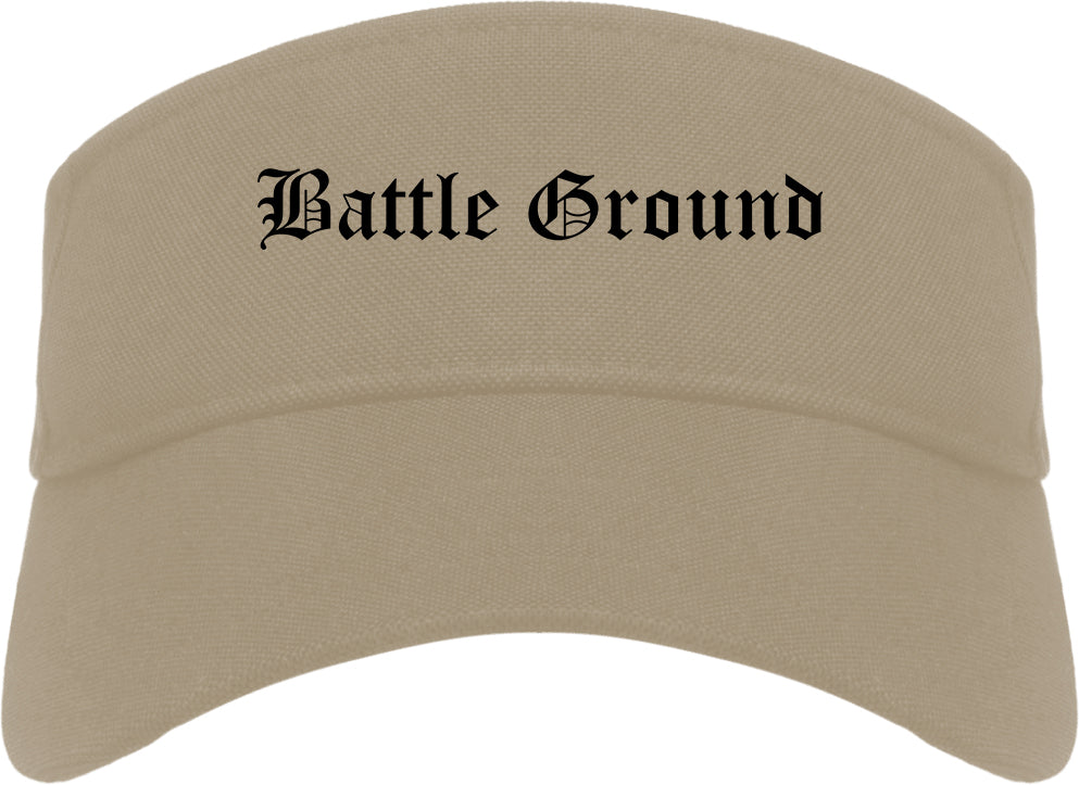 Battle Ground Washington WA Old English Mens Visor Cap Hat Khaki