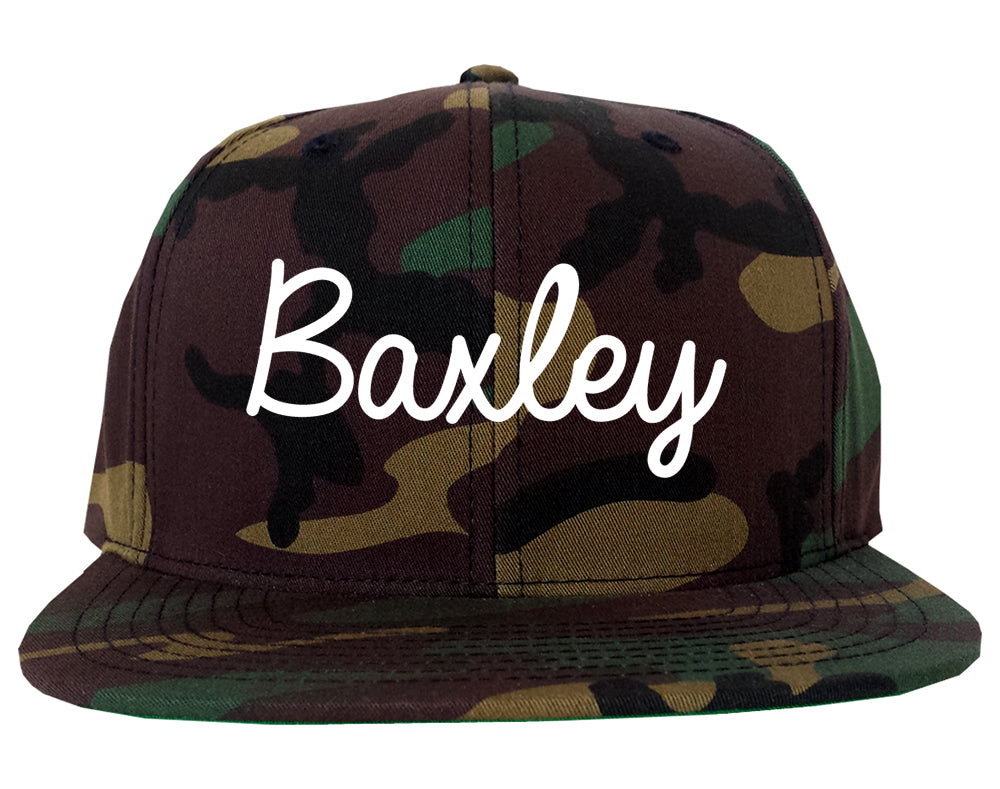 Baxley Georgia GA Script Mens Snapback Hat Army Camo