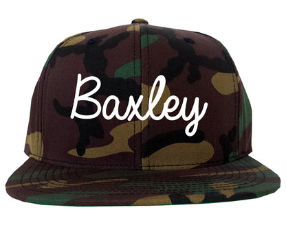 Baxley Georgia GA Script Mens Snapback Hat Army Camo