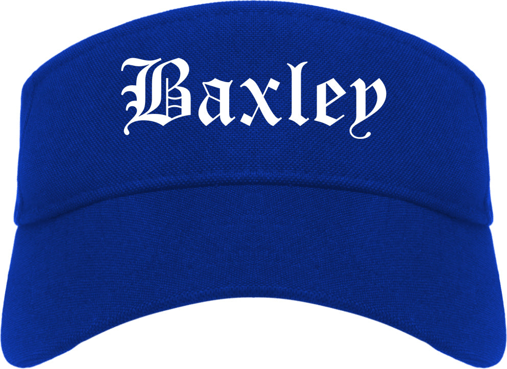 Baxley Georgia GA Old English Mens Visor Cap Hat Royal Blue