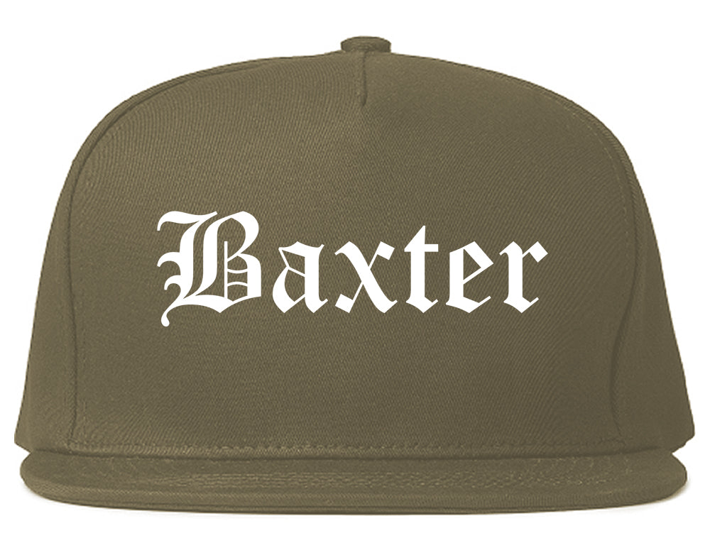 Baxter Minnesota MN Old English Mens Snapback Hat Grey