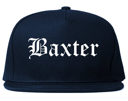 Baxter Minnesota MN Old English Mens Snapback Hat Navy Blue