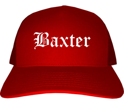 Baxter Minnesota MN Old English Mens Trucker Hat Cap Red