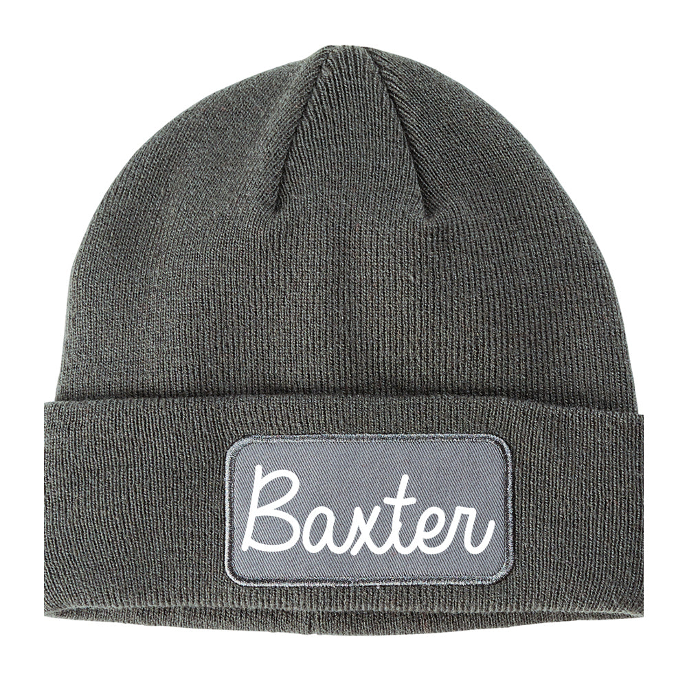 Baxter Minnesota MN Script Mens Knit Beanie Hat Cap Grey