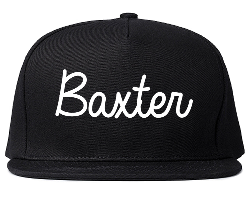 Baxter Minnesota MN Script Mens Snapback Hat Black