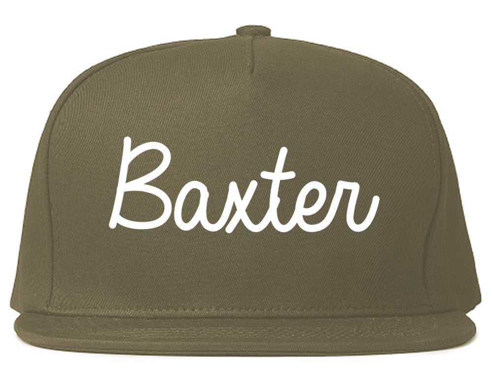Baxter Minnesota MN Script Mens Snapback Hat Grey