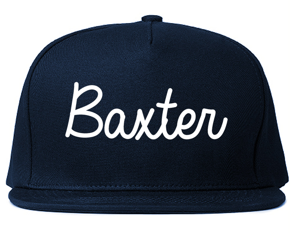 Baxter Minnesota MN Script Mens Snapback Hat Navy Blue
