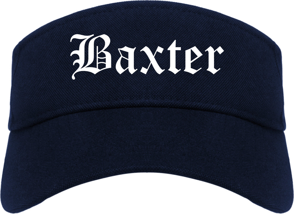 Baxter Minnesota MN Old English Mens Visor Cap Hat Navy Blue