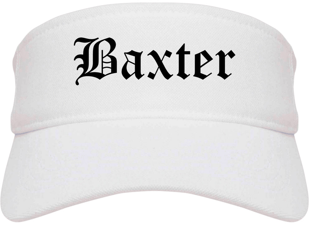 Baxter Minnesota MN Old English Mens Visor Cap Hat White