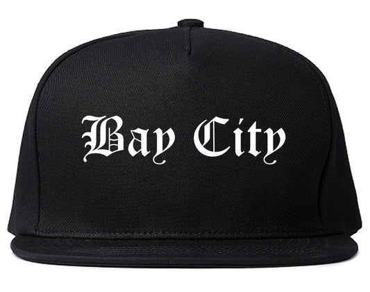 Bay City Michigan MI Old English Mens Snapback Hat Black