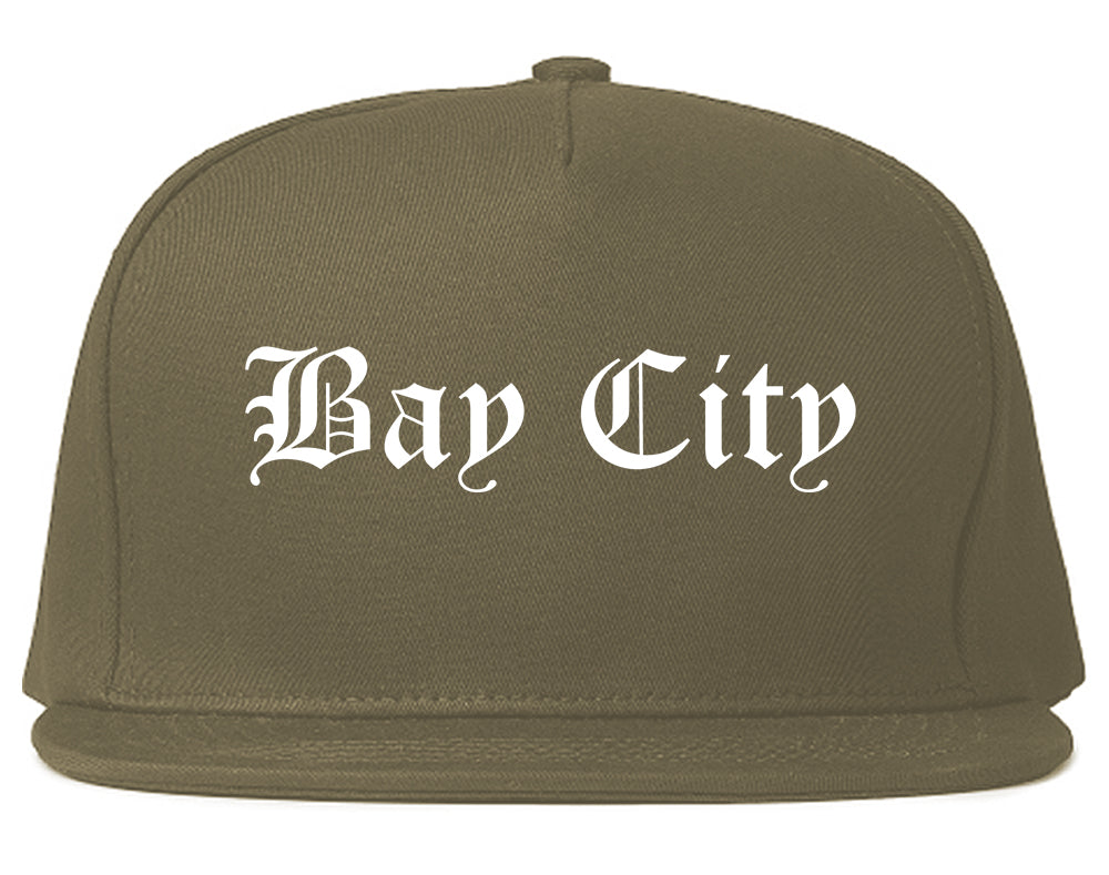 Bay City Michigan MI Old English Mens Snapback Hat Grey